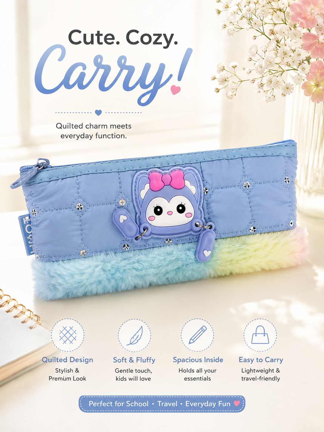 Blue Fluffy Pouch