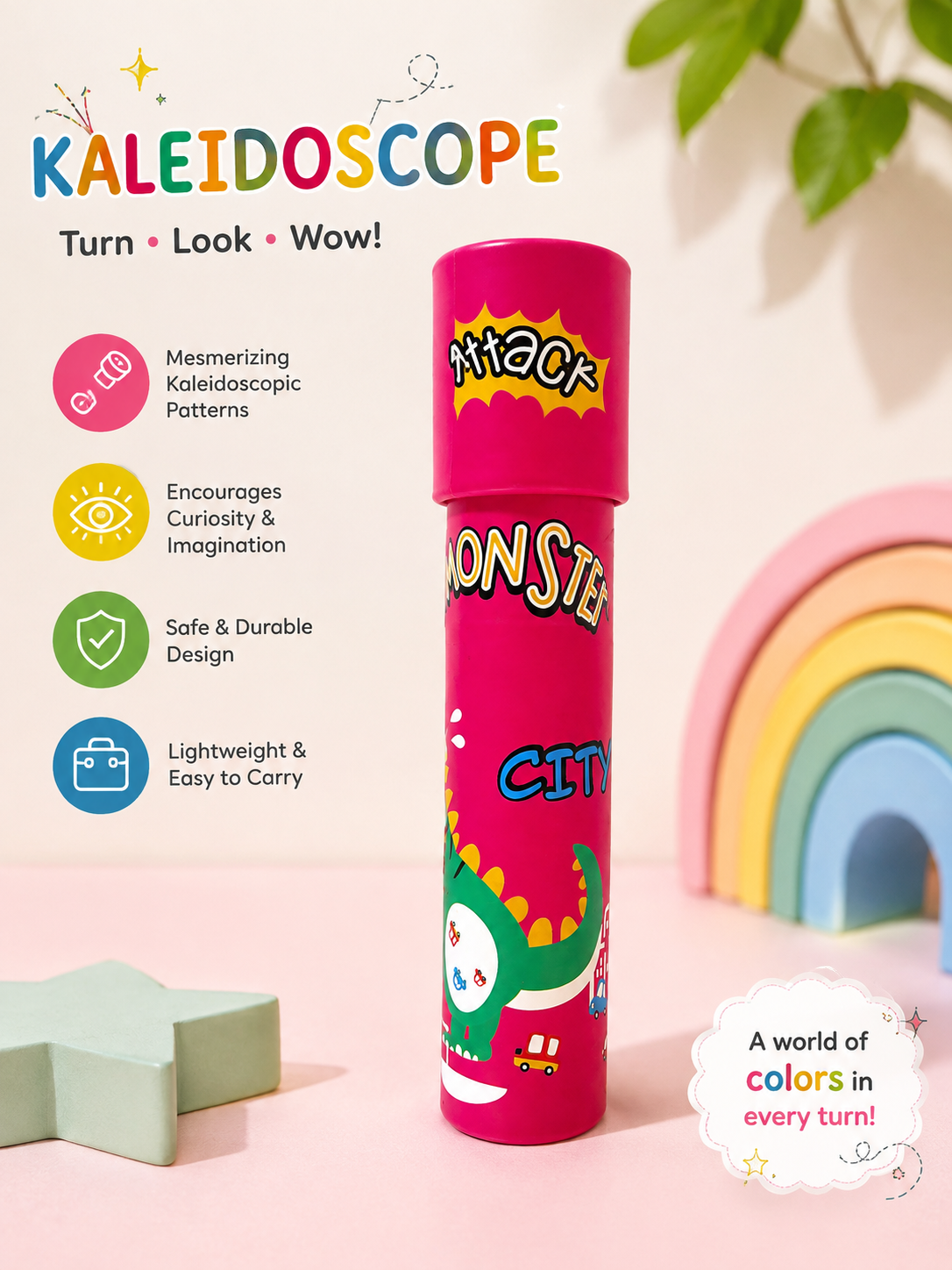Pink Dino Kaleidoscope